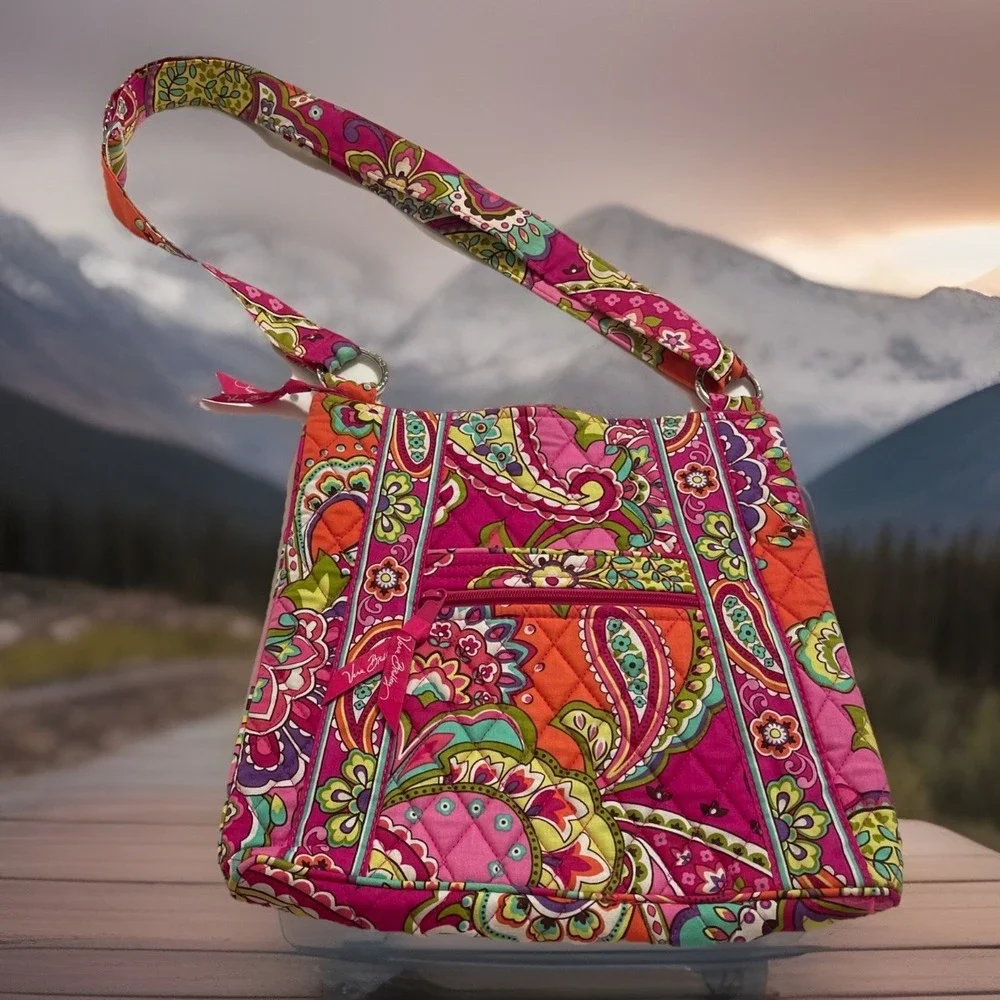 NWOT Vera Bradley Pink Paisley Crossbody / Shoulder Adjustable Strap Purse Bag
